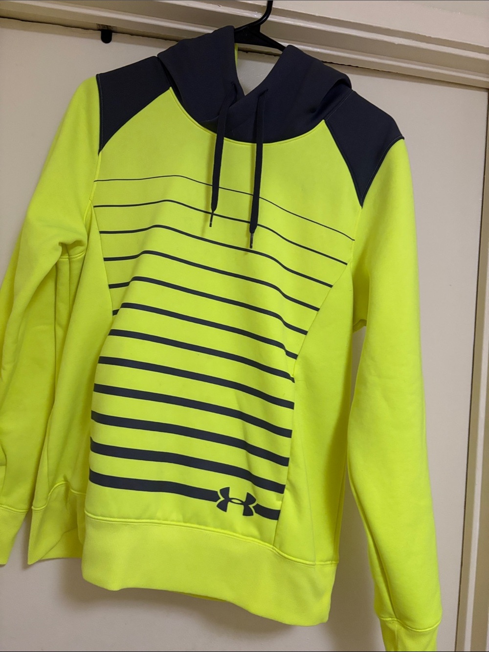 Under Armour Men’s Neon Yellow and Navy Crewneck Hoodie Sweater